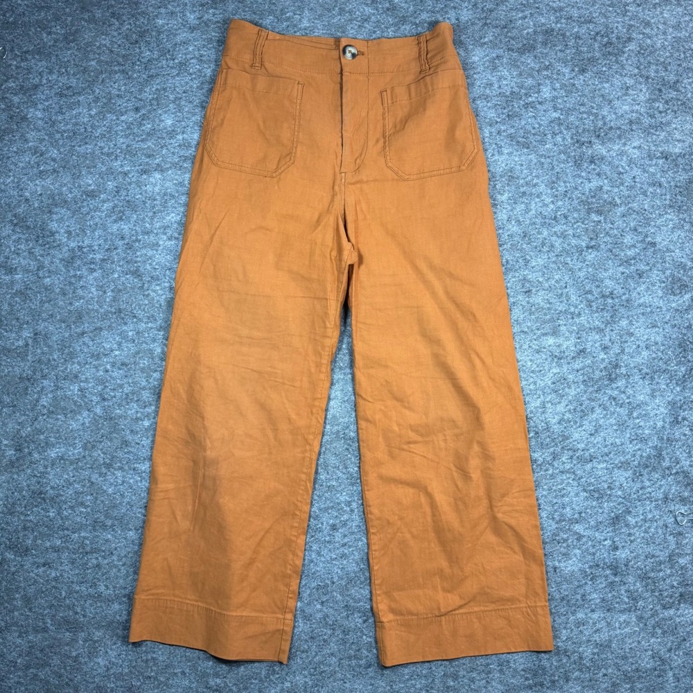 Maeve by Anthropologie The Colette Wide Leg Crop Pants Womens 28 Burnt Orange